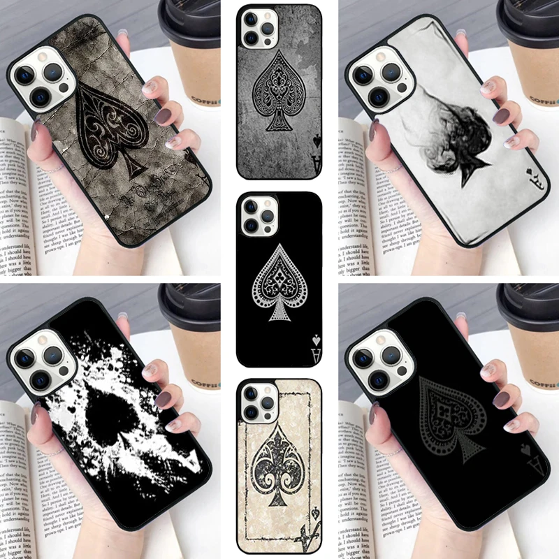 Ace of Spades Poker Phone Case cover For iPhone SE2020 15 16 14 13 Pro Max Coque 12 11 Pro Max For Apple 8 PLUS 7 6S fundas