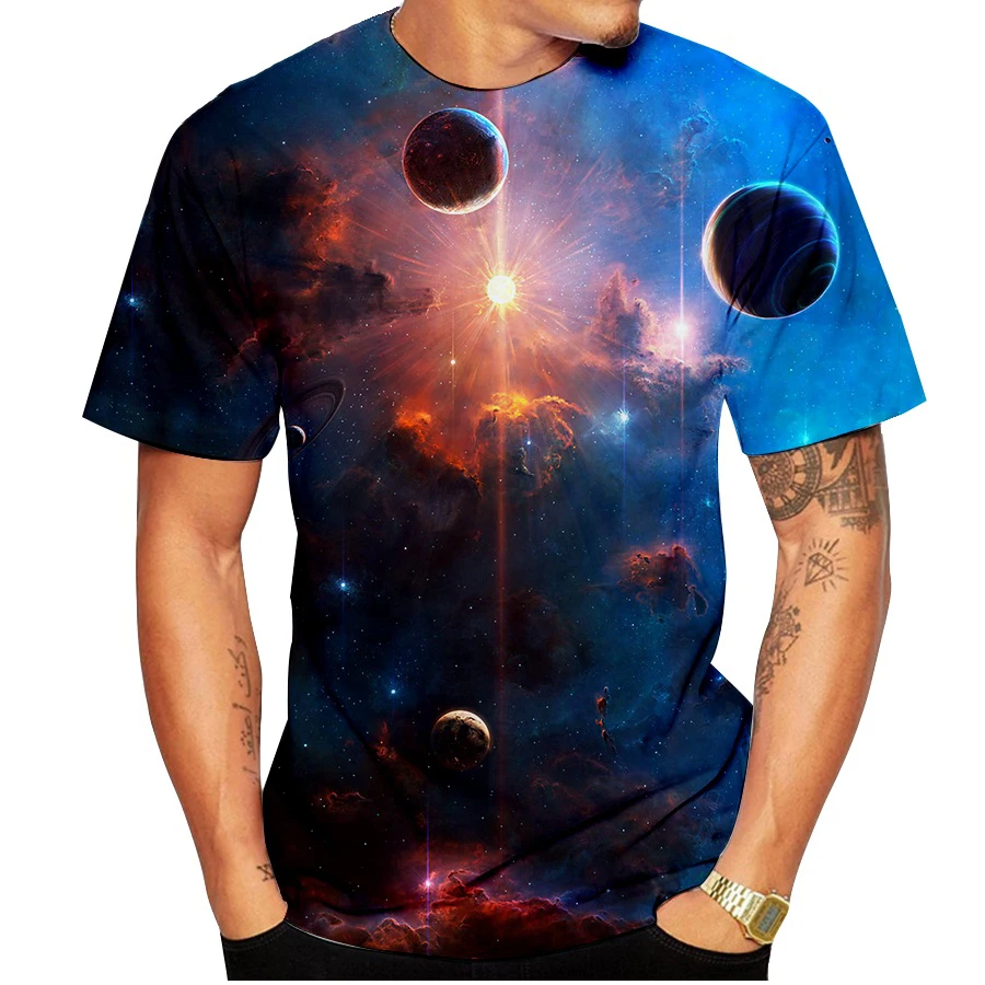 Colorful Galaxy Graphic T-Shirts Planet 3D Print Men Women Short Sleeve T Shirt Hip Hop Oversized Harajuku Tops Tee Kid Clothing