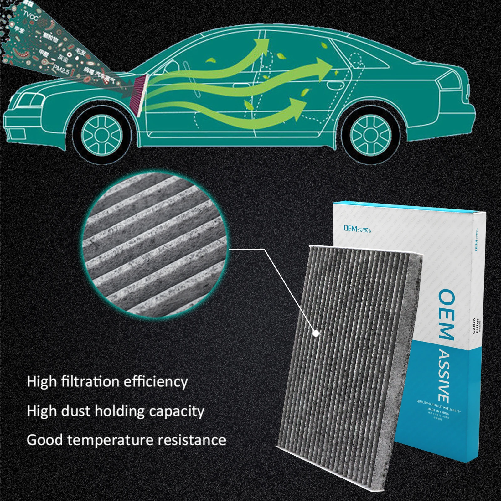 27277-EN000 27277-EN025 Car Parts Activated Carbon Pollen Cabin Air A/C Aircon Filter For Nissan Dualis Qashqai +2 X-Trail T31