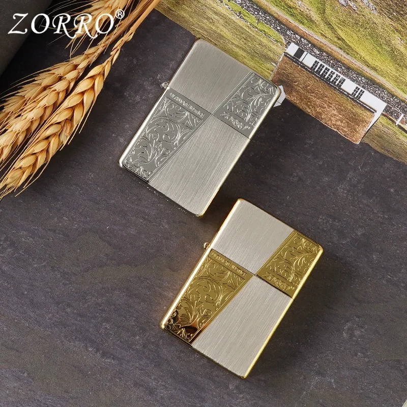 Zorro Z91770 Color Tang Grass Fine Carving Lighter, Exquisite Craftsmanship High Quality Windproof Lighter