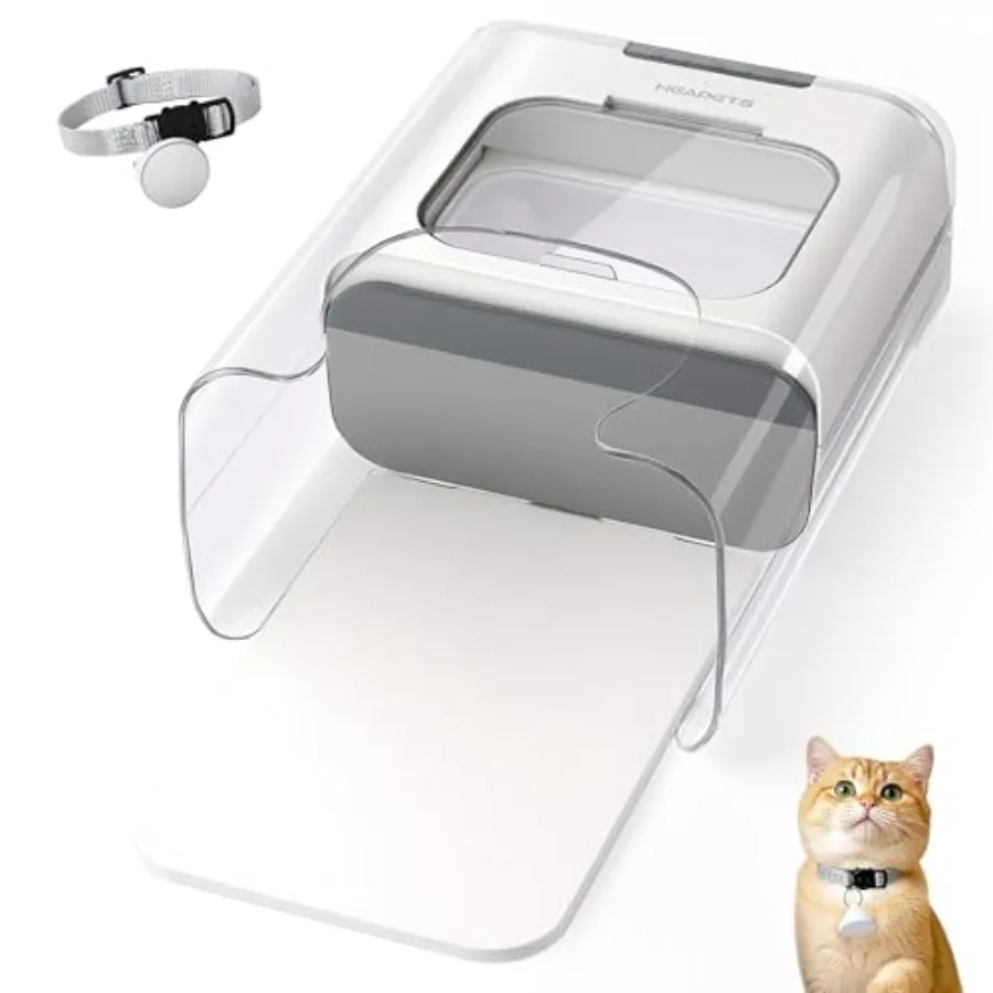 RFID Automatic Cat Feeder for Multi-Pet Home, White Plastic Sealed Lid Dispenser for Wet and Dry Food with Collar Sensor Anti-S
