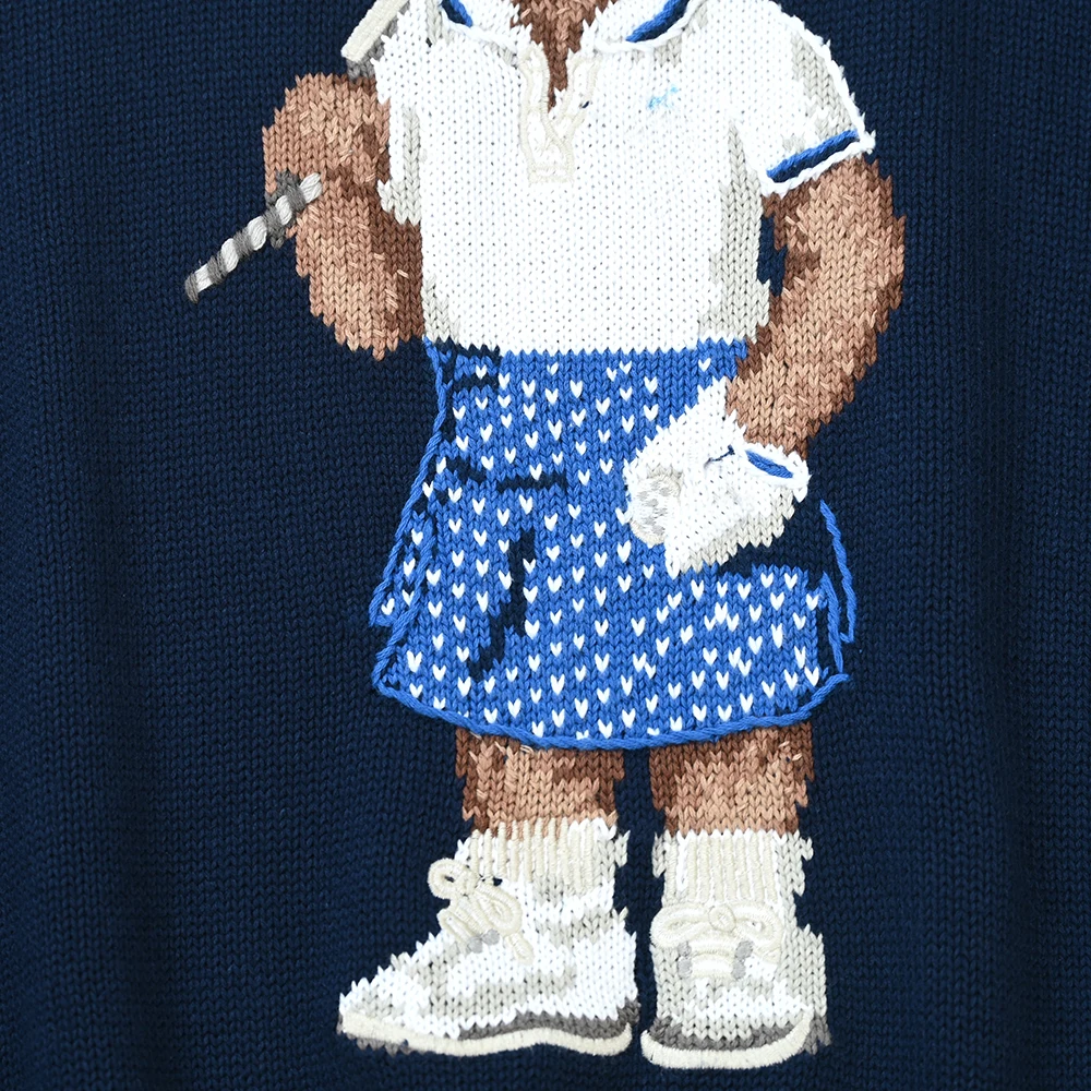 السيدات محبوك سترة طويلة Sve اللون المنسوجة الكرتون نمط ثي إبرة القطن ديد جولة Ne الخريف الشتاء جديد Sle