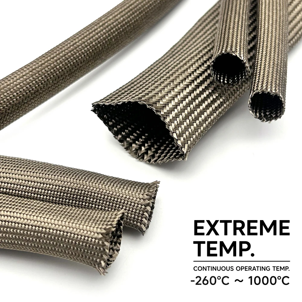 2/5/10/20M1000deg C Basalt Fiberglass Sleeve ID 1/1.5/2/2.5/3/4/5/6/8/10/12/14/16/18/20mm High Temperature Resistant/Insulation
