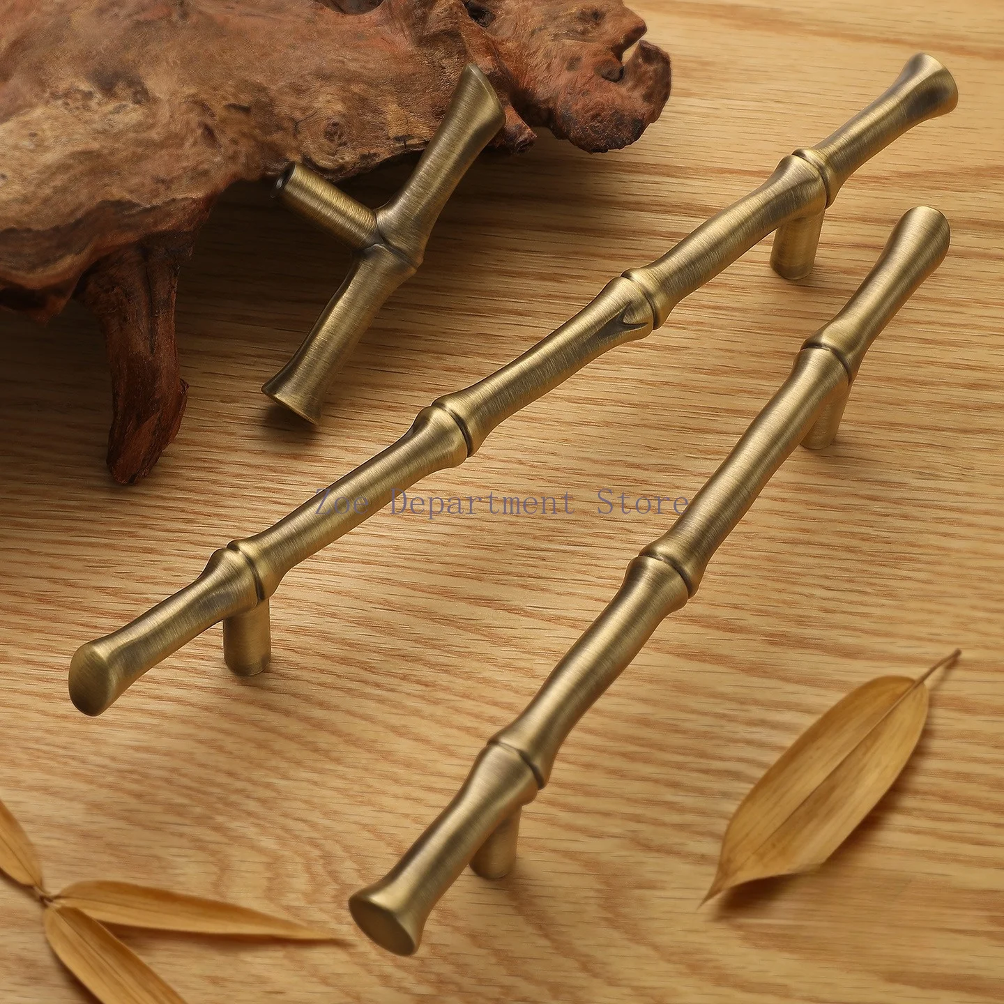 Brass creative bamboo cabinet door drawer cabinet retro light luxury European cabinet door handle