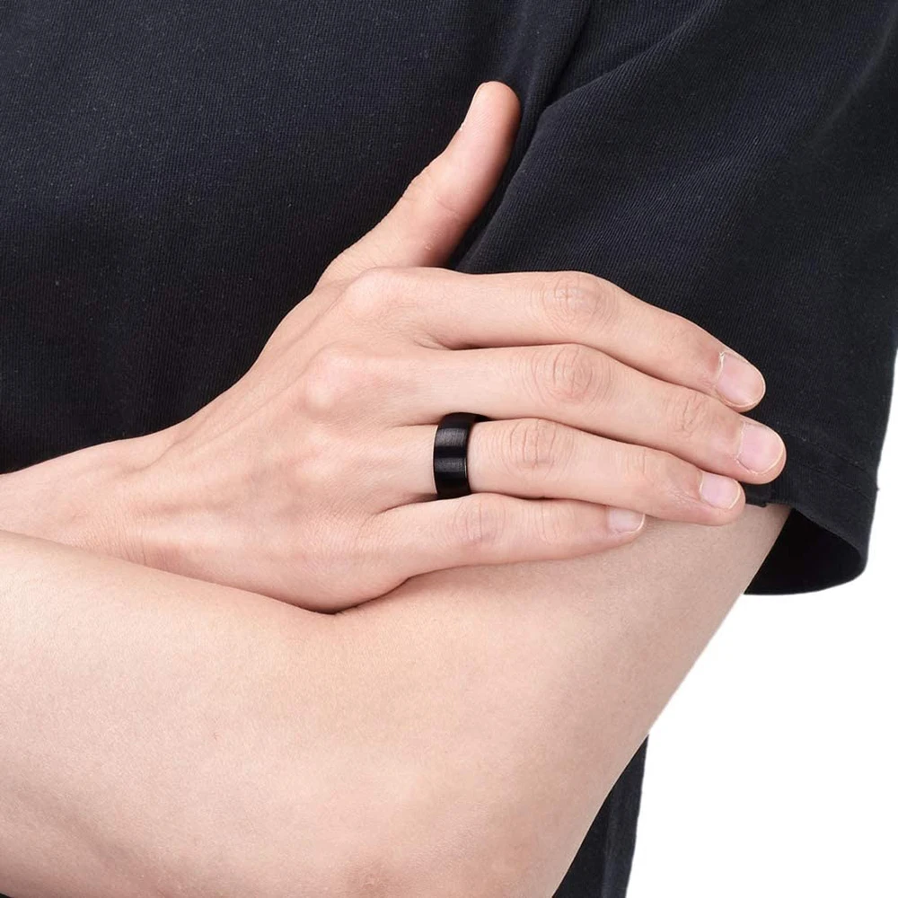 Anillos de titanio 100% para hombre, joyería clásica de 8mm, Color negro, mate, para compromiso, regalos de boda, venta al por mayor