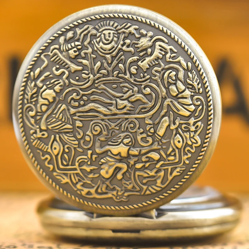 Винтажные бронзовые раскладные кварцевые карманные часы в египетском стиле