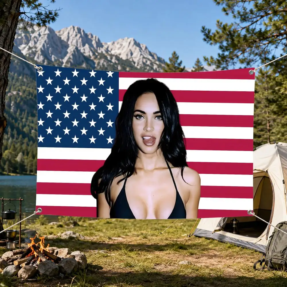 Actor Megan F-Fox Flags Aesthetic Wall Tapestry Printed Wall Hanging Living Room Party Outdoor Decor