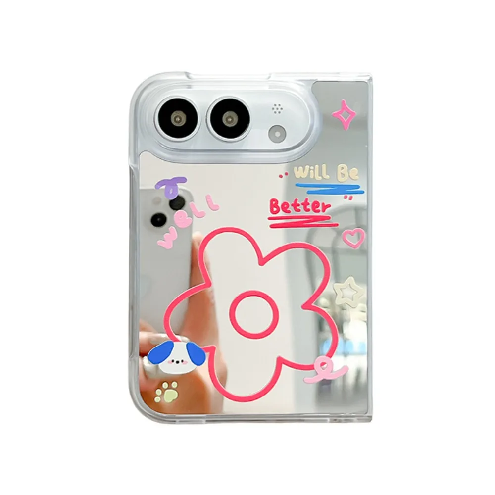 Cute Mirror Back with Wrist Strap Clear Phone Case for IPhone DUO  18 Fold PC+TPU Shockproof Anti Scratch Protective Cover - view 4
