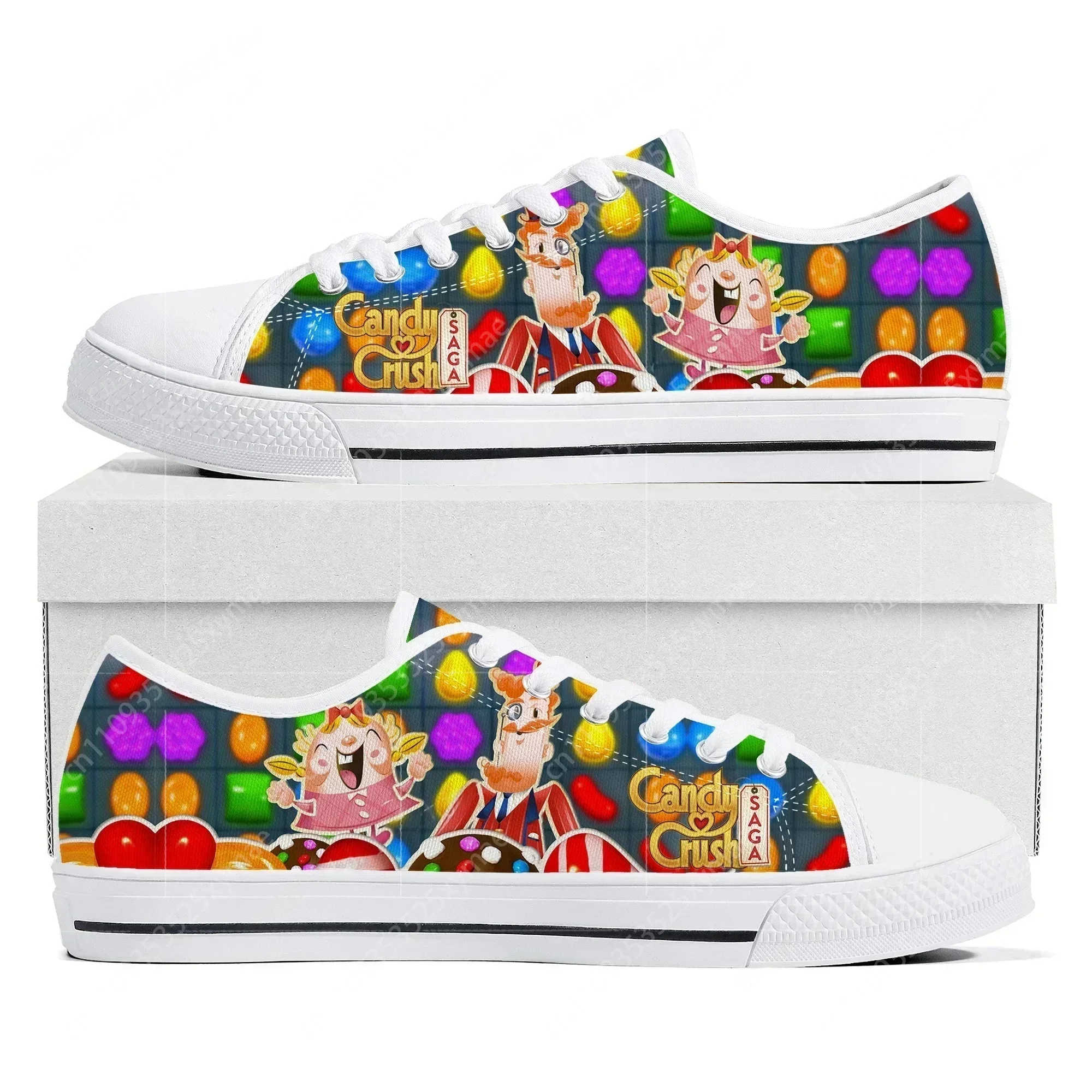 

Candy Crush Saga Low Top Sneakers Cartoon Game Women Men Teenager Canvas Sneaker Couple Fashion Custom Built Shoes