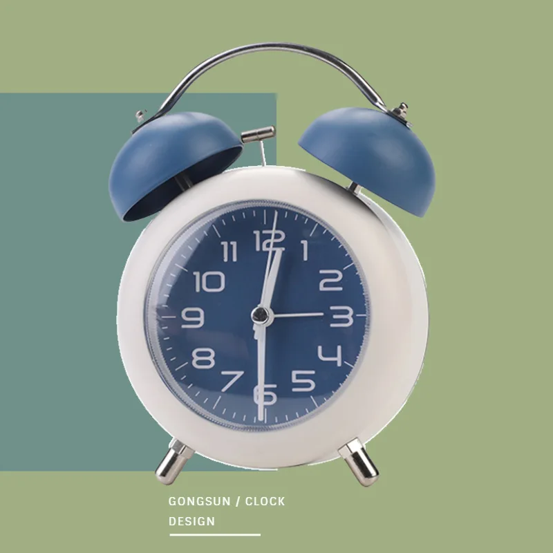 Alarm clock to wake up creative students and children, mechanical ringing, metal digital night light
