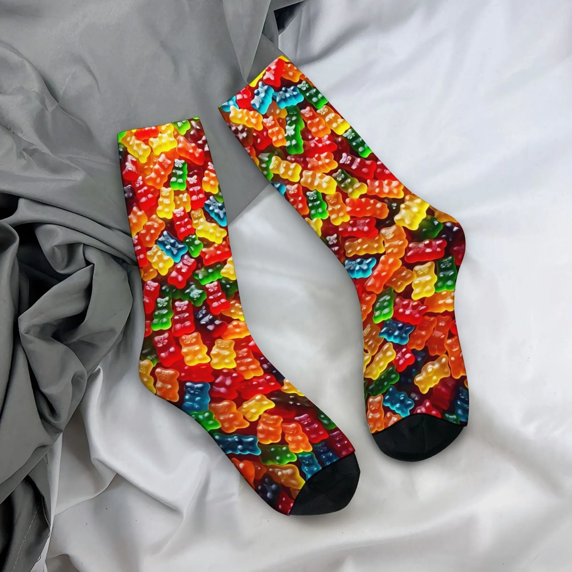 Colorful Gummy Bear Socks Durable Lightweight Smooth Men's Socks Cycling Hiking Camping Funny Party Street Happy Holiday Gifts