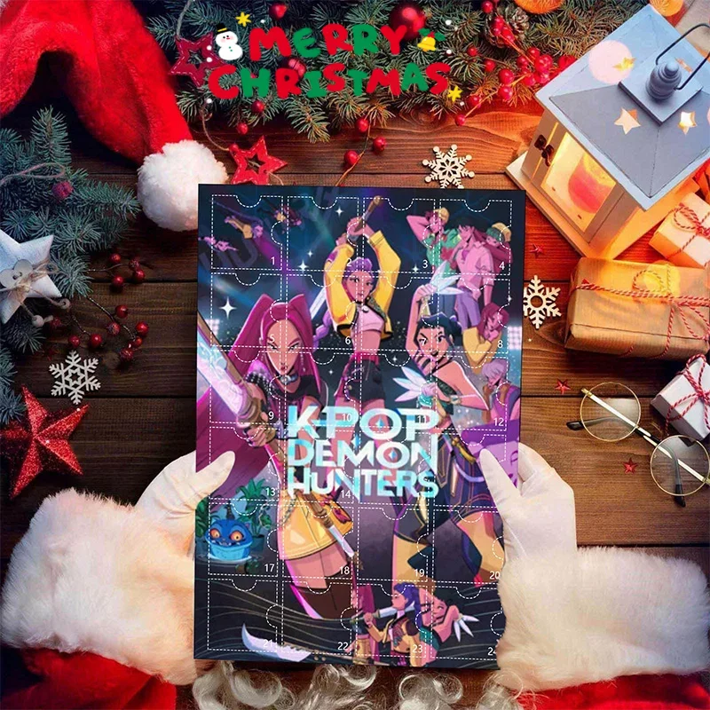 พวงกุญแจปฏิทินนับถอยหลังคริสต์มาสลายอนิเมะ K-Pop Demon Hunters รูมิ มิรา โซอี้ กล่องสุ่มของตกแต่ง ของเล่น ของขวัญคริสต์มาส