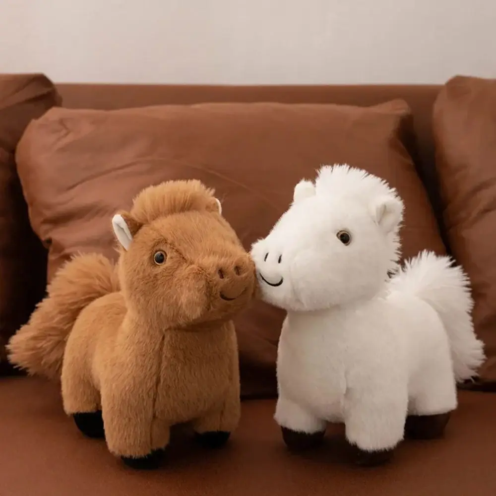Simulation Foal Plush Doll Long Mane Stuffed Tail Horse Plush Keychain Standing Lovely Cartoon Horse Stuffed Toy Room Decoration