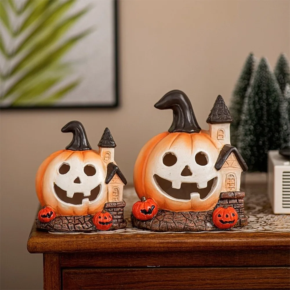 

Decorative Resin Halloween Pumpkin House Scary Unique Haunted House Ornaments Handmade Pumpkin Sculpture Festival Decor