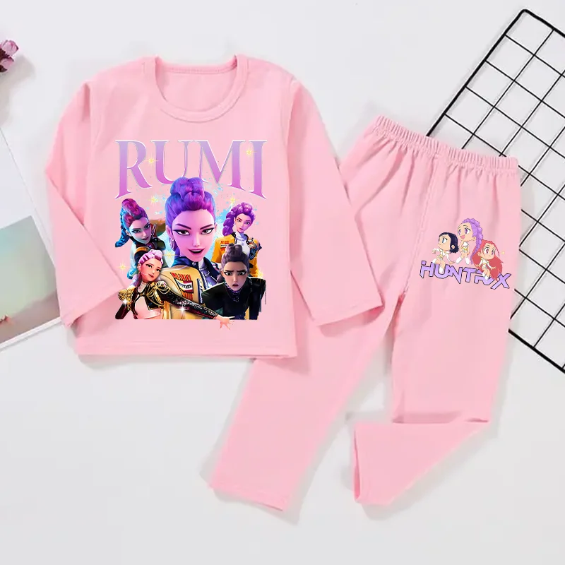 

KPop Demon Hunters Baby Kids Pajamas Set Cotton Boy Sleepwear Autumn Girl Long Sleeve Pijamas Top+Pants 2pcs Children Clothing