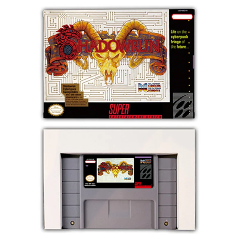 Shadowrun-بطاقة ألعاب RPG لـ SNES ، EUR PAL ، USA NTSC ، وحدات تحكم ألعاب 16 بت مع صندوق البيع بالتجزئة ، خرطوشة ألعاب الفيديو