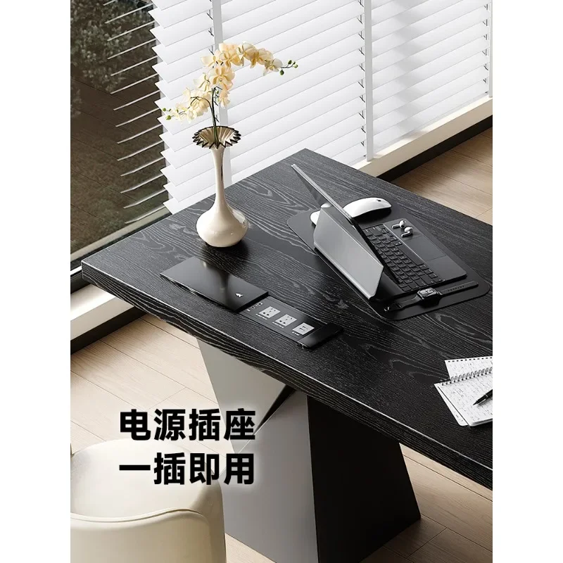 Ash wood desk Italian light luxury modern high-end desk home study new solid wood computer desk