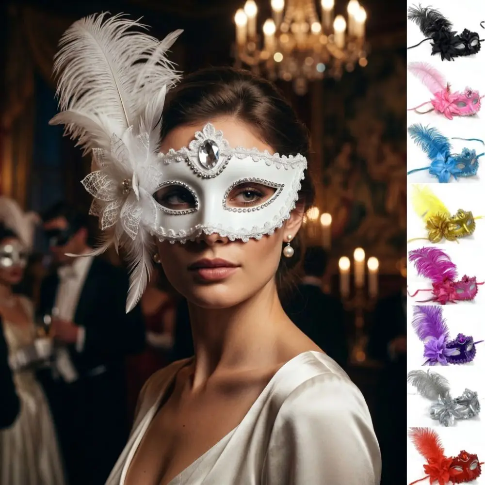 Rhinestone Half-Face Mask Flower Multicolor Masquerade Ball Mask Seductive Style Cosplay Halloween Festival Party Mask Ladies