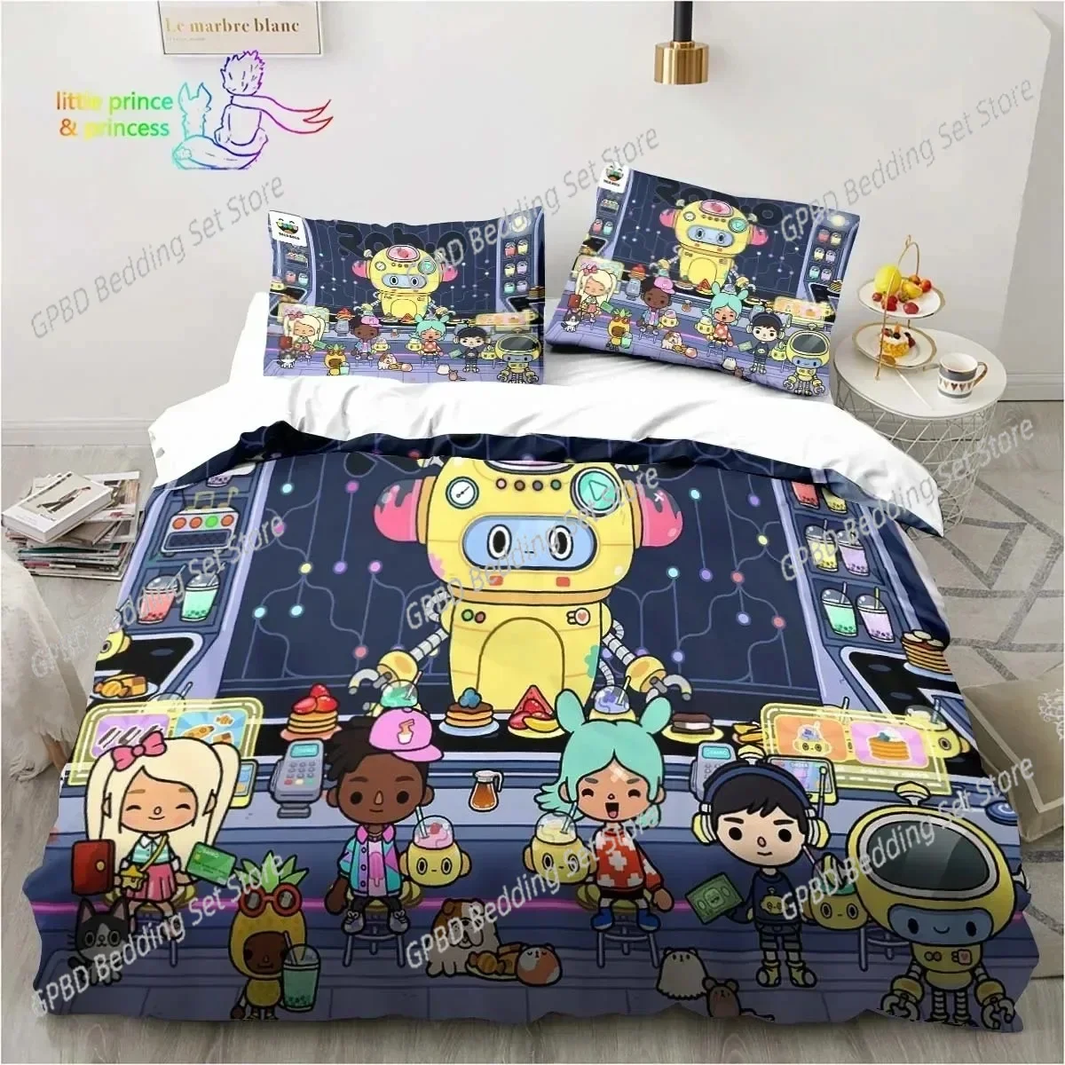 

T-Toca Box Life World Cartoon Comfortable Duvet Quilt Cover Pillowcase Bedding Set Children Bedroom Decoration Home Textile
