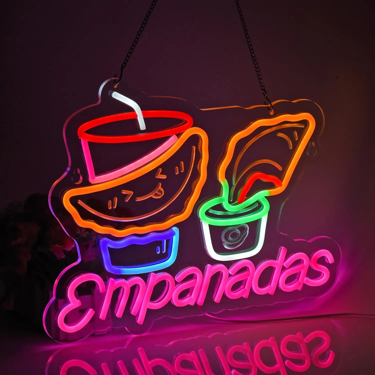 Empanadas Neon Sign USB Dimmable LED Neon Light Sign for Mexican Restaurant Dining Home Kitchen Shop/Truck Bar Pub Home Decor
