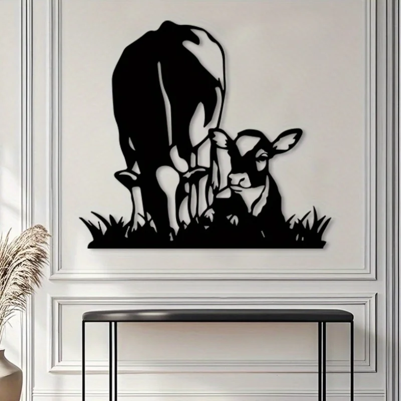Brand Metal Wall Art Dairy Cow Farmhouse Mural Rust-Resistant Decorative Wall Sign Rustic Barn Home Accent Gift