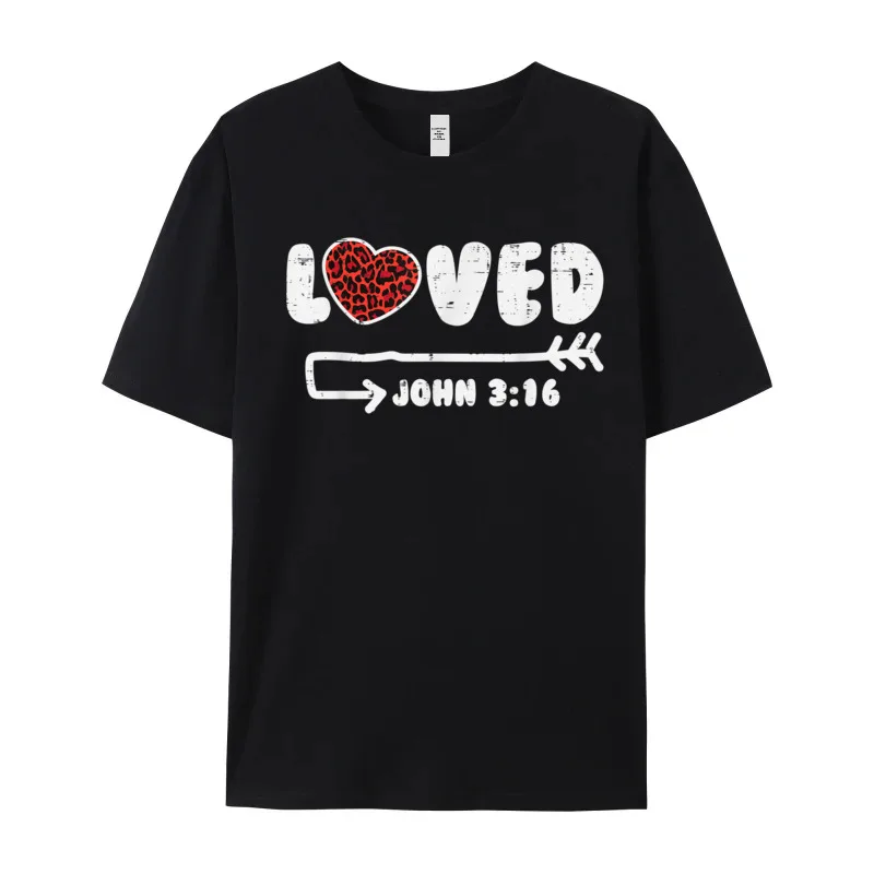 Combed cotton Mens Short Sleeve Loved John 3 16 Leopard Tshirts Funny Tees Loose Slogan O-Neck Tee-Shirts
