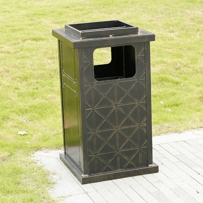 Outdoor anti-corrosive trash can in the real estate sales department next to the road in the garden square