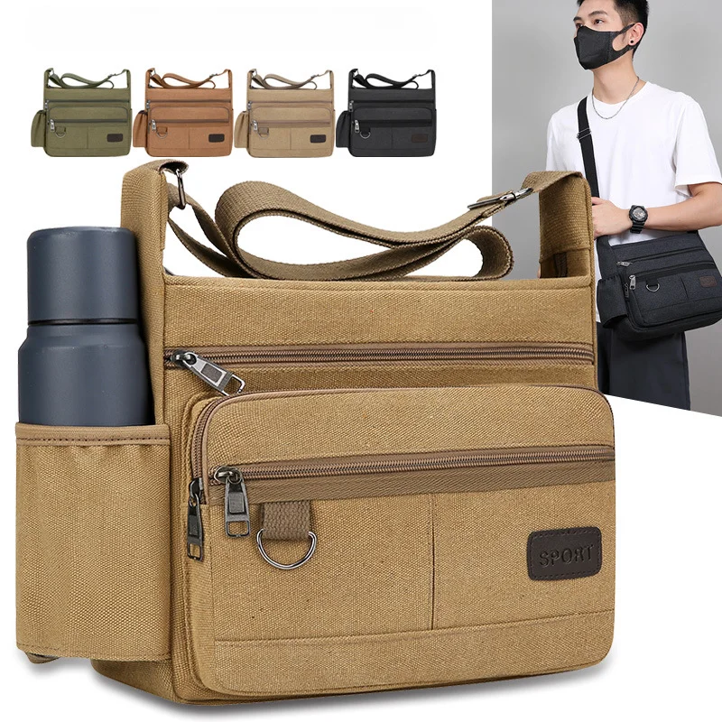 

Men Canvas Shoulder Bags Casual Tote Travel Men's Crossbody Bag Messenger Bags