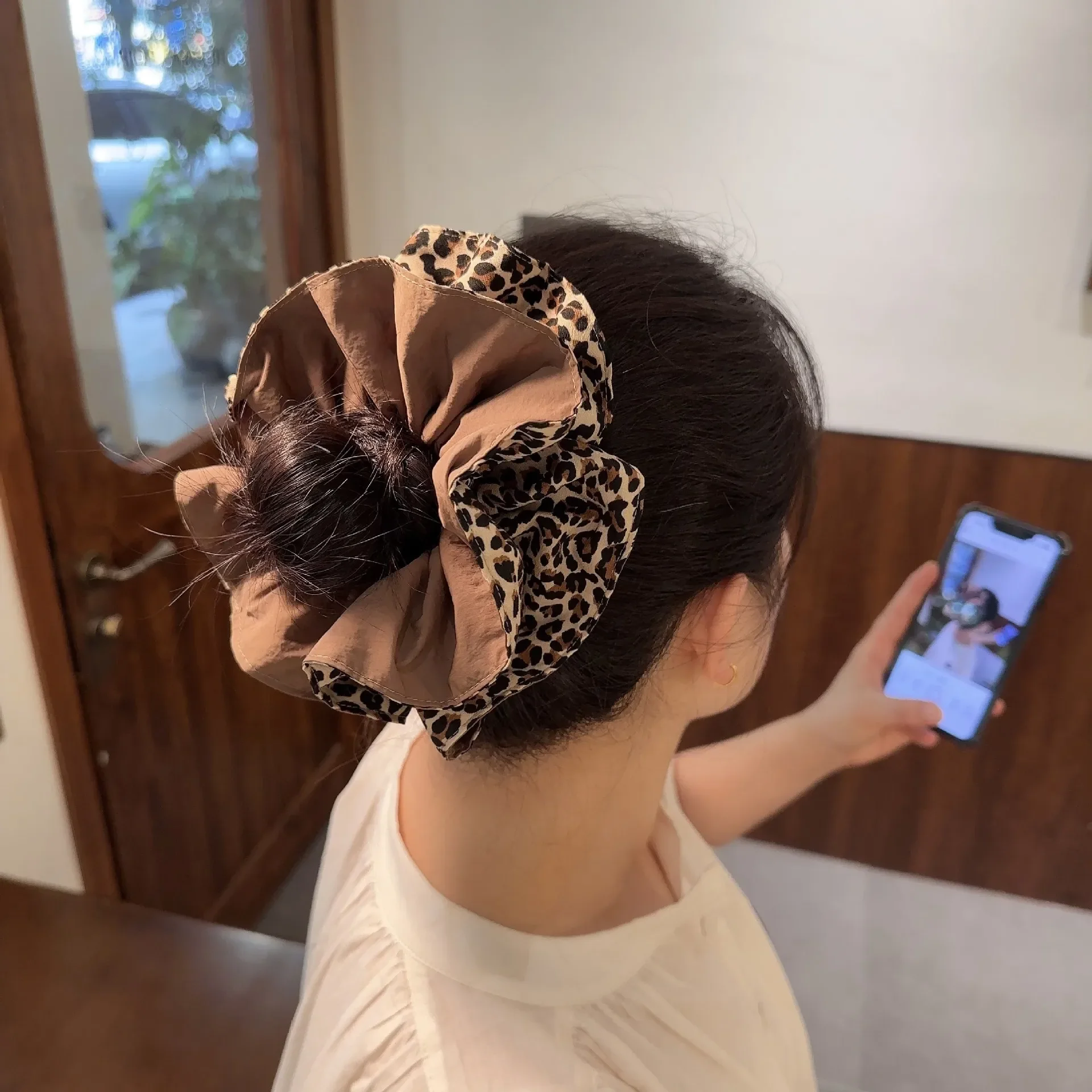 Haargummis im französischen Stil mit Leopardenmuster, Damen-Dutt, Haarseil, niedriger Pferdeschwanz, Haargummi, Persönlichkeit, Haar-Accessoires