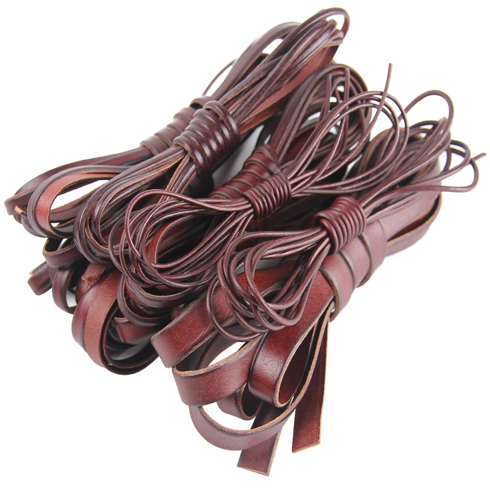 REGELIN 2meter Coffee Cow Leather Strap Findings 3/4/5/8/10mm Flat Leather Cord String Rope DIY Necklace Bracelet Making