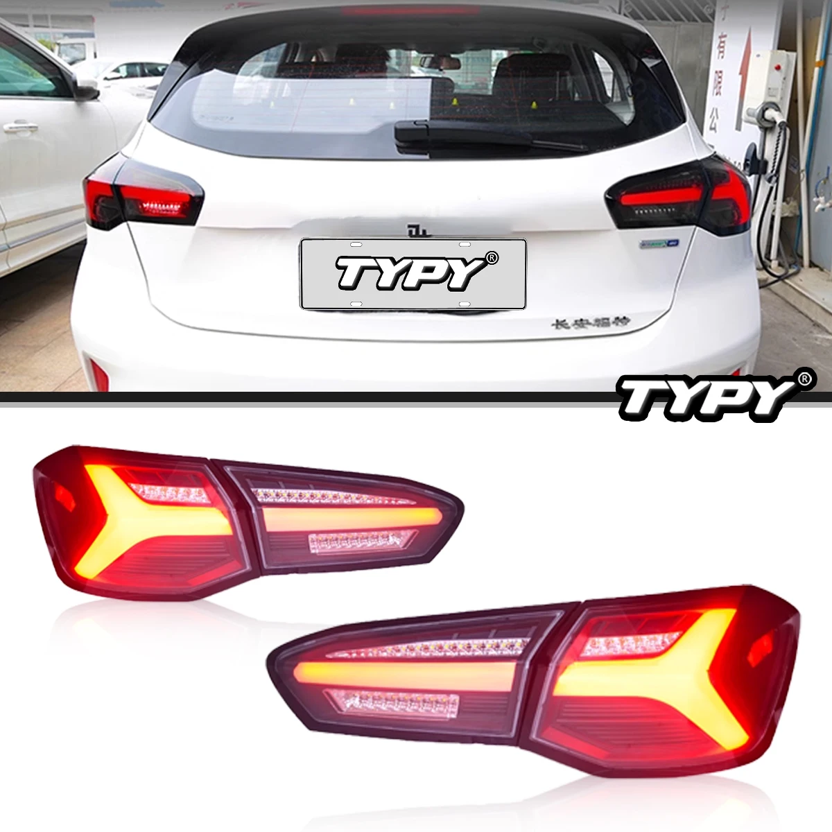 TYPY Car Tail Lights For Ford Focus Hatchback 2019-2021 LED Car Tail Lamps Daytime Running Lights Car Accessories