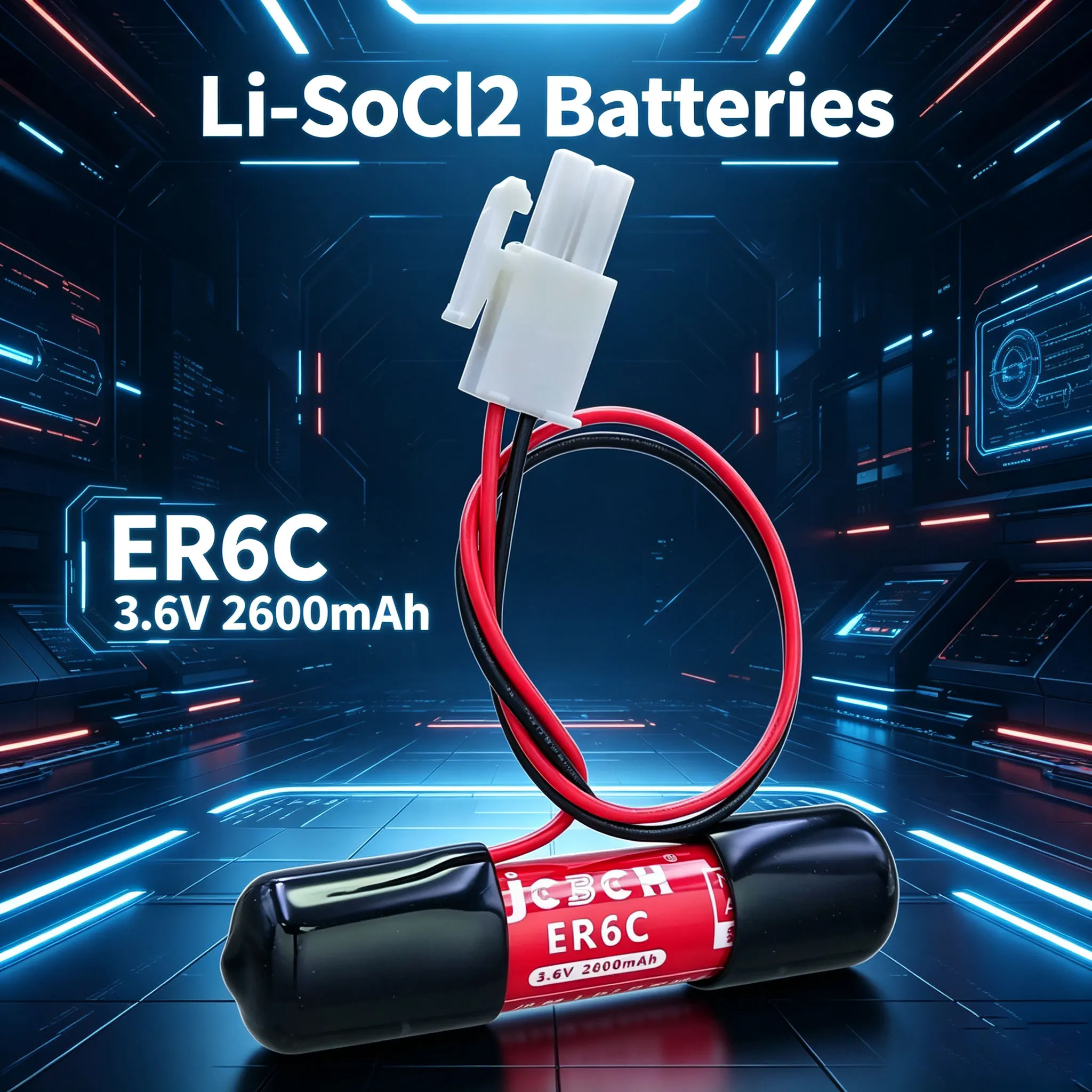 ER6C Li-SOCl2 battery 3.6V 2600mAh combustible gas detector, water meter, heat meter, smoke alarm remote meter reading module