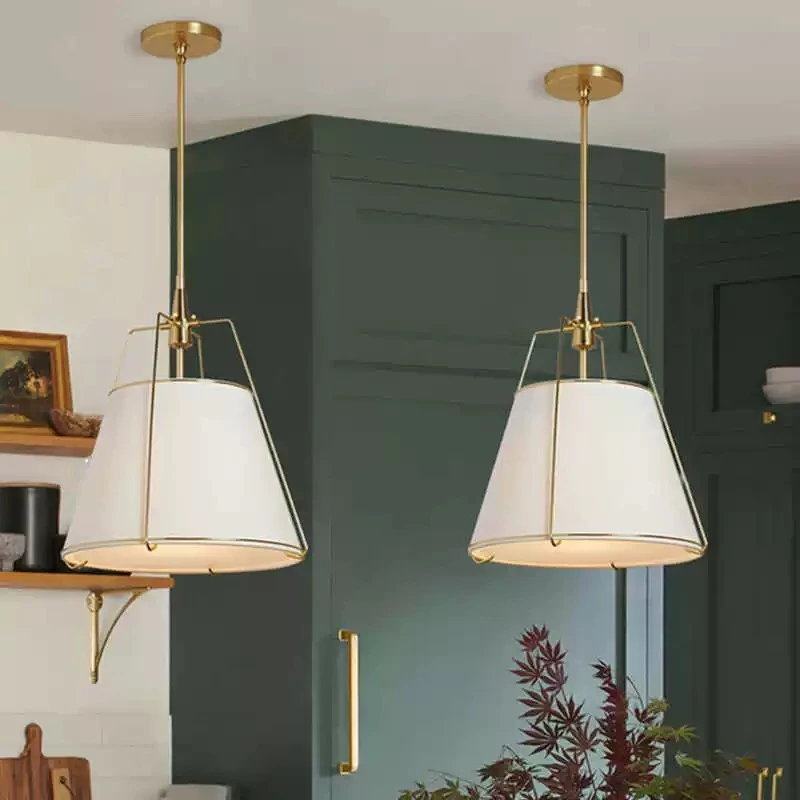 

Vintage Cloth Pendant Lamp Fabric Hanging Chandelier Light Fixture for Kitchen Island Bedroom Dining Room Home Decor