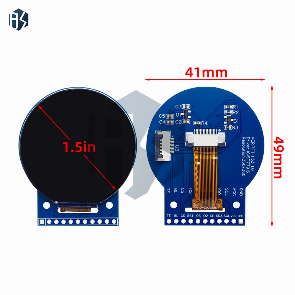 شاشة TFT LCD مستديرة بدقة 360 × 360 - شاشة ملونة ST77916 QSPI مقاس 1.5 بوصة متوافقة مع Arduino #2
