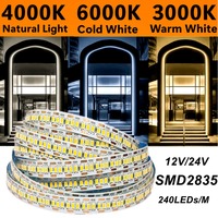 SMD2835 LED Light Strip High Density 240LEDs/M Dimmable 10M 5M DC12V 24V Flexible Light for Room TV Background Decoration