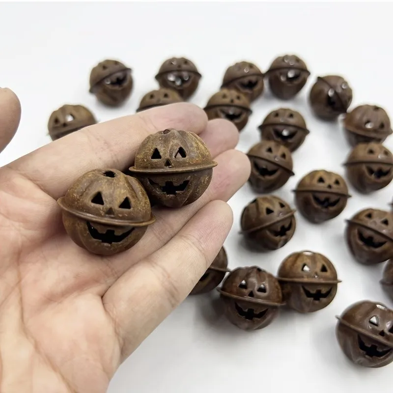 26 pcs Halloween Decoration Bells, Home Holiday Hanging, Vintage Rusty Finish, Pumpkin Face Design, Multipurpose
