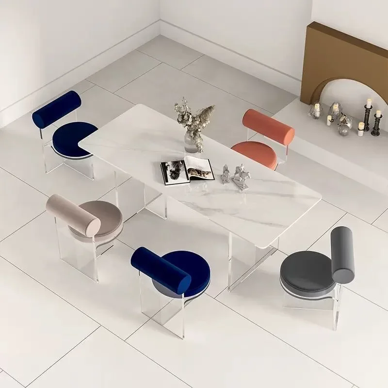 Nordic acrylic transparent crystal chair flannel designer, with living room and bedroom