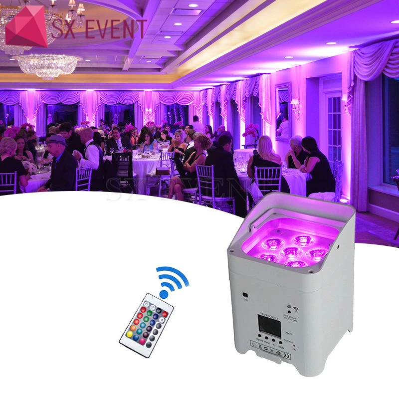 Battery wireless uplights par 6x18w RGBWAUV 6in1 dj Par light IR remote and Wifi Control Led Par Lights For Stage Party Show