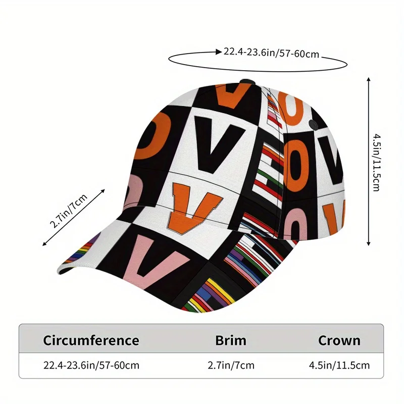 Stylish 2D LoveThemed Chess Print Baseball Cap a Full-Body Snapback Hat Featuring a Bright And Colorful Design Ideal for Outdoor