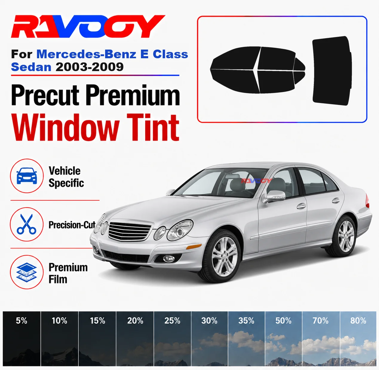 premium-precut-window-tint-kit-front-rear-windows-rear-windshield-for-mercedes-benz-e-class-sedan-2003-2009-nano-ceramic-film