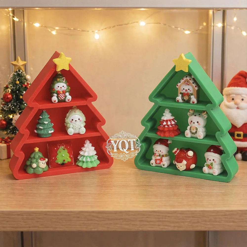 100pcs Cute Cartoon Christmas Santa Tree Snowman 3D Resin Charms DIY for Keychain Earrings Scrapbook Dollhouse Accessories