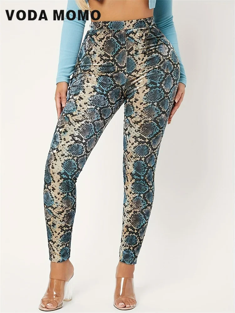 New Trend Retro 2024 Spring Summer Leopard Pattern Tight Print Pattern Slim Fit Pants Personalized Y2K Aesthetics Design sense