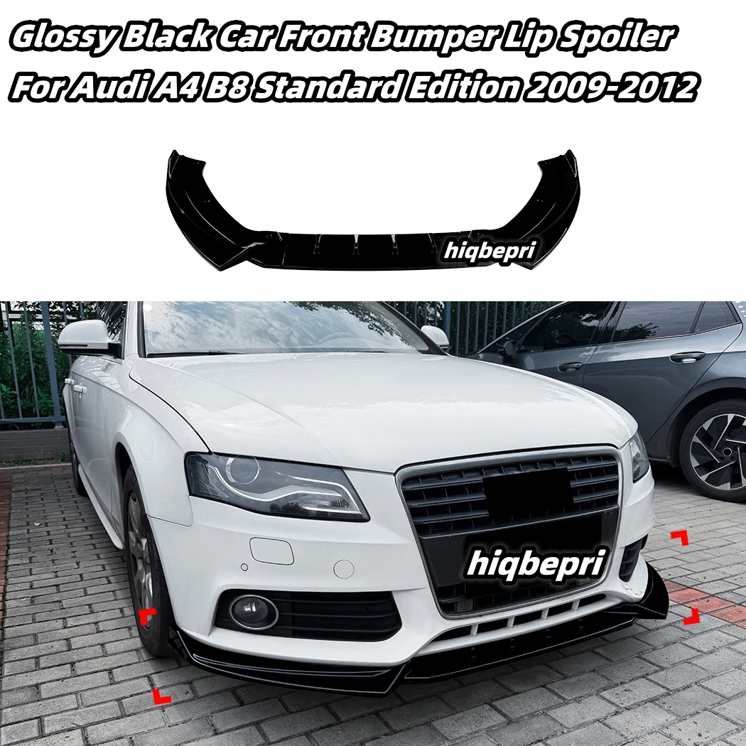 For Audi A4 B8 Standard Edition 2009-2012 Car Front Bumper Lip Spoiler Protective Cover Body Kit Exterior Tuning Accessories