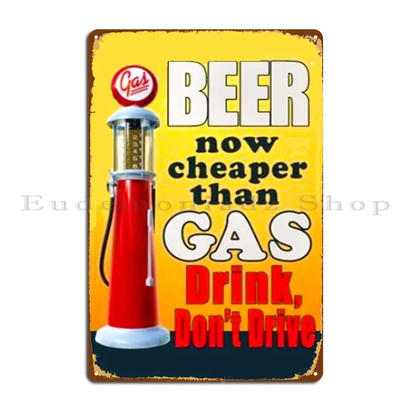 Beer Cheaper Then Gas Metal Sign Poster Wall Cave Printed Wall Decor Decoration Living Room Tin Sign Poster