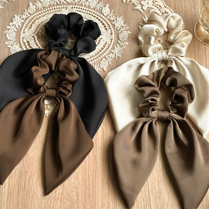 Elegant Satin Ribbon Hair Band Fashionable and Versatile Ladies' Ponytail Pleated Hair Scrunchie Suitable for Daily Commuting