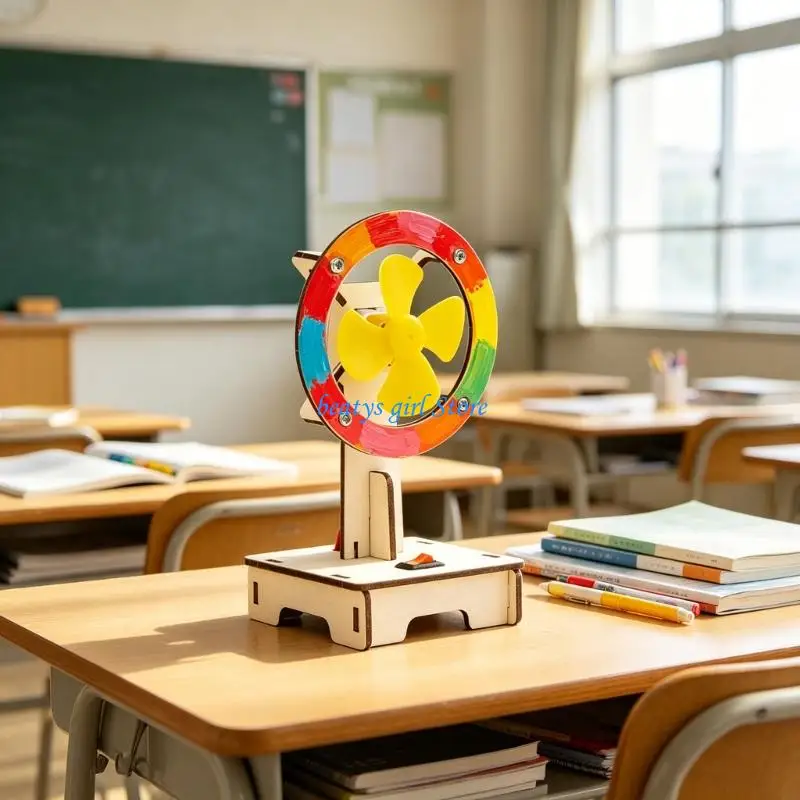 C7AB Educational Wooden Electric Fan Set For Circuit And Wind Principle Exploration