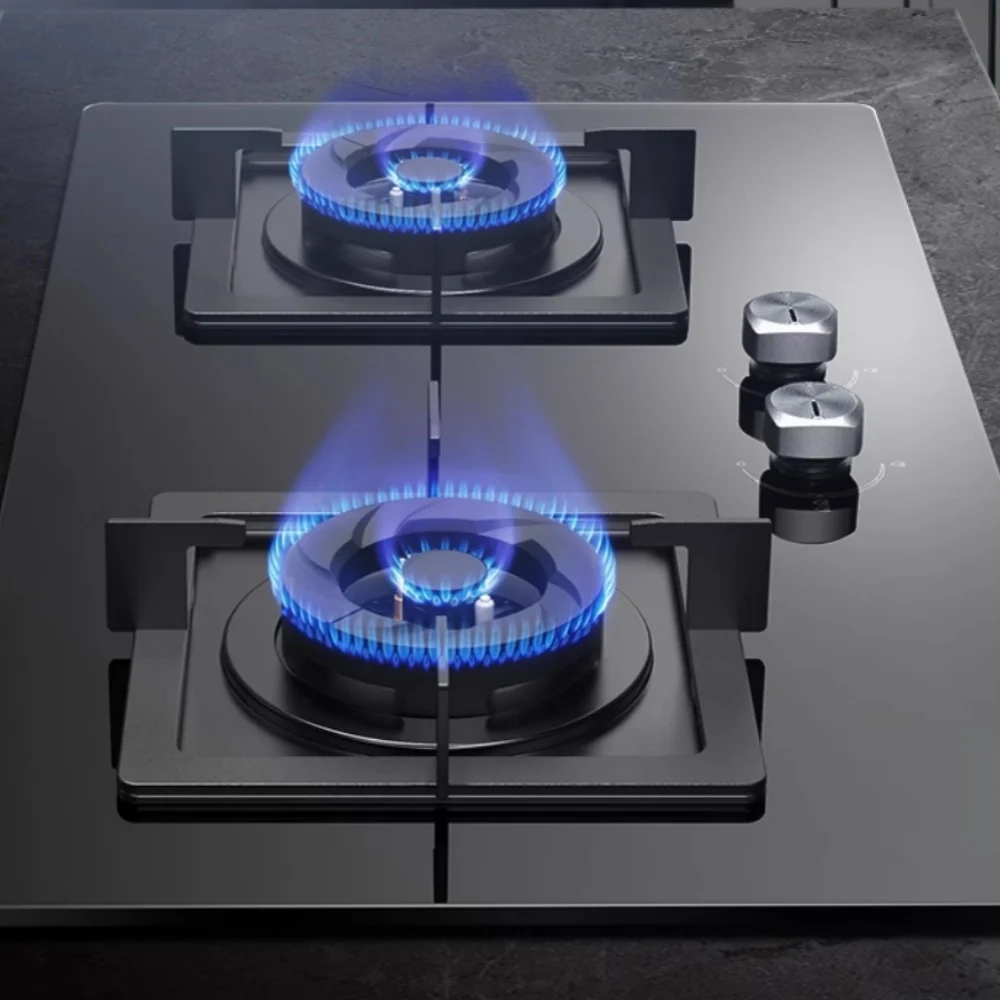 موقد غاز ذكي بسعر الجملة، موقد مدمج/طاولة من الزجاج المقسى للمطبخ المنزلي، شعلات عالية الكفاءة مع ميزات أمان