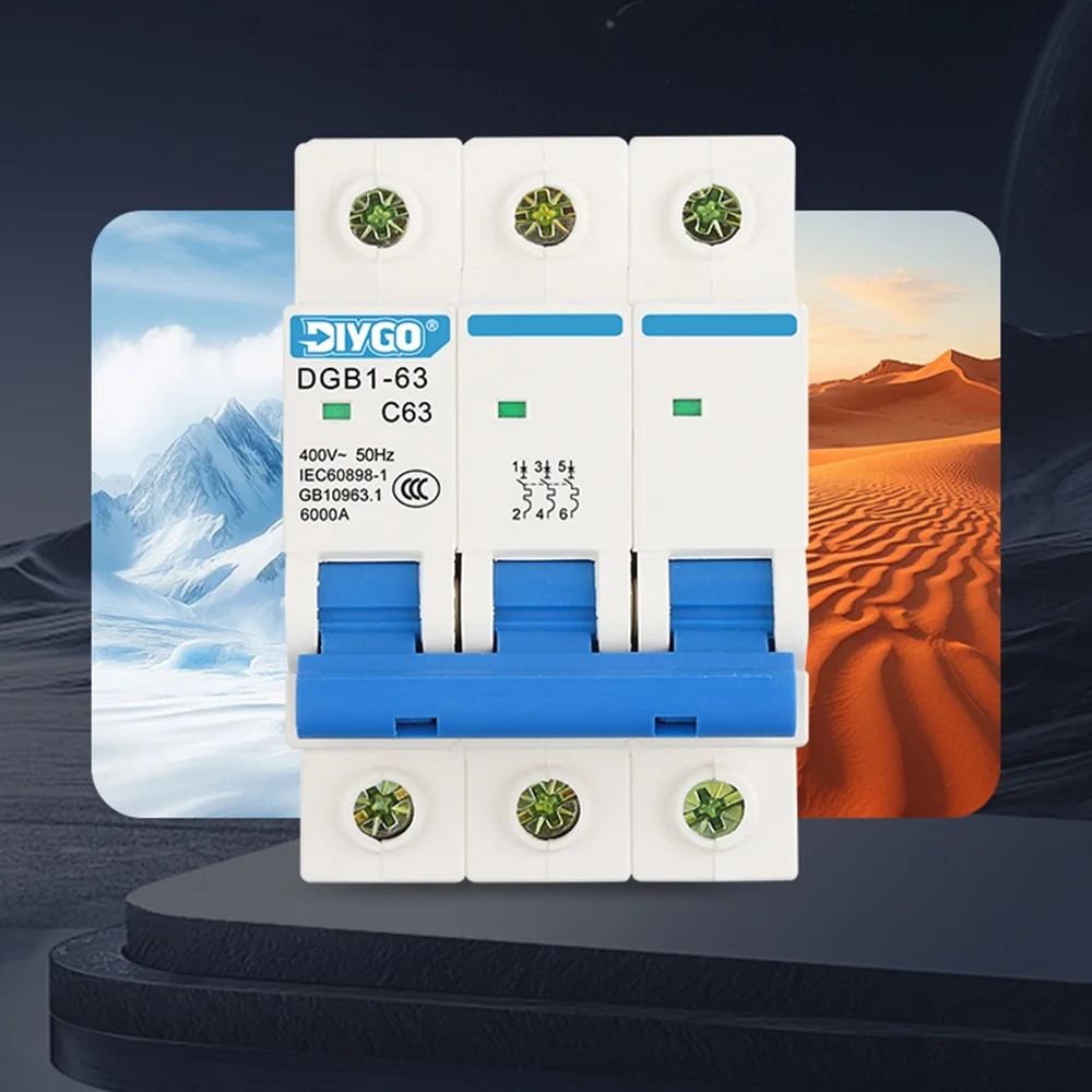 1/2/3/4P Household AC MCB DGB1-63 C Type 230/400V~50/60Hz Multi-spec Miniature Circuit Breaker Switch 6/10/16/20/25/32/40/50/63A