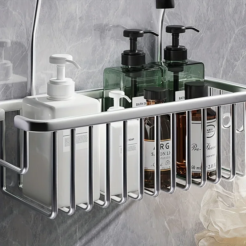 Bathroom Wall-mounted Fixtures Hanging Rack Without The Need for Drilling Shower Caddy Organizer Hanging Bathroom Storage Rack