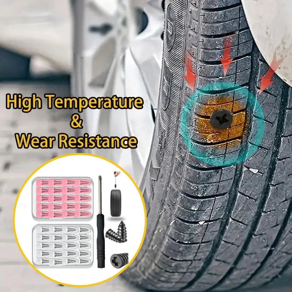 Car Vacuum Tyre Repair Nail Tire Repair Tool Set Cars Truck Rubber Tire Puncture Motorcycle Repair Glue Nails image 2